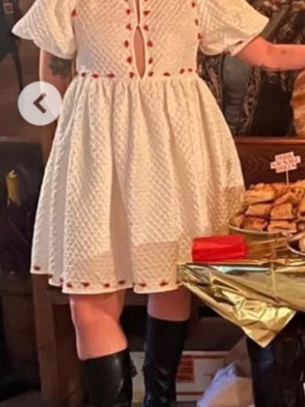 White Cottagecore Mini Dress Red Floral Embroidery Puff Sleeve Summer Dress